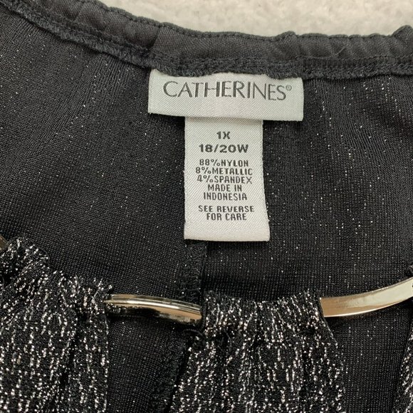 Catherines Women's 1X 18/20W Black Silver Stretch Blouse - Picture 7 of 9